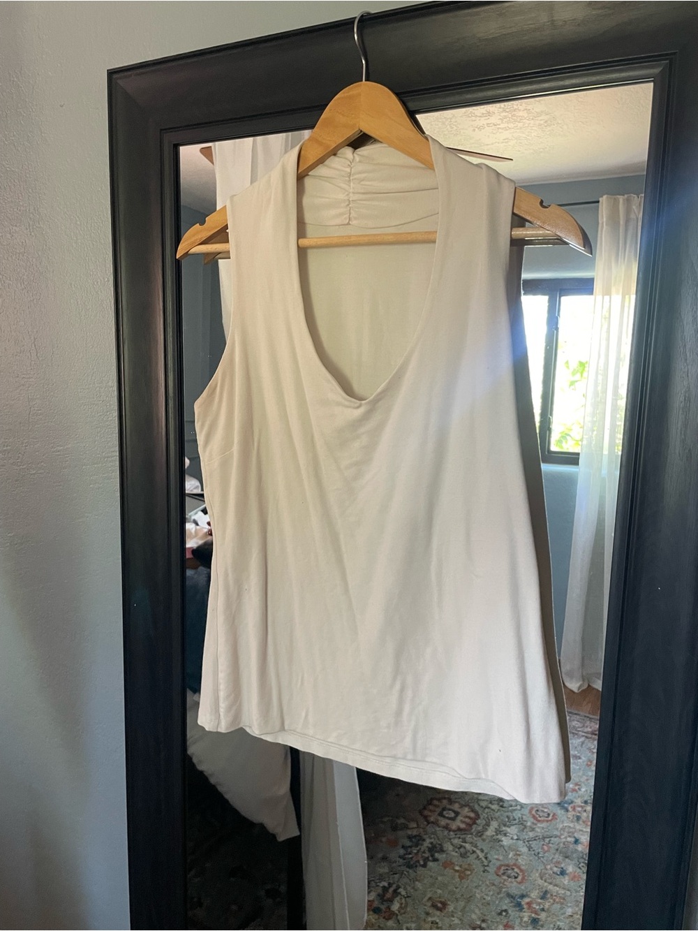 Sleeveless V-Neck Women’s Top in Cream
